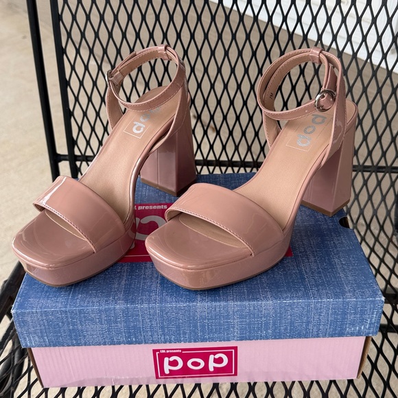 pop Shoes - Pop Women's Blush Pink Patent Block Heels